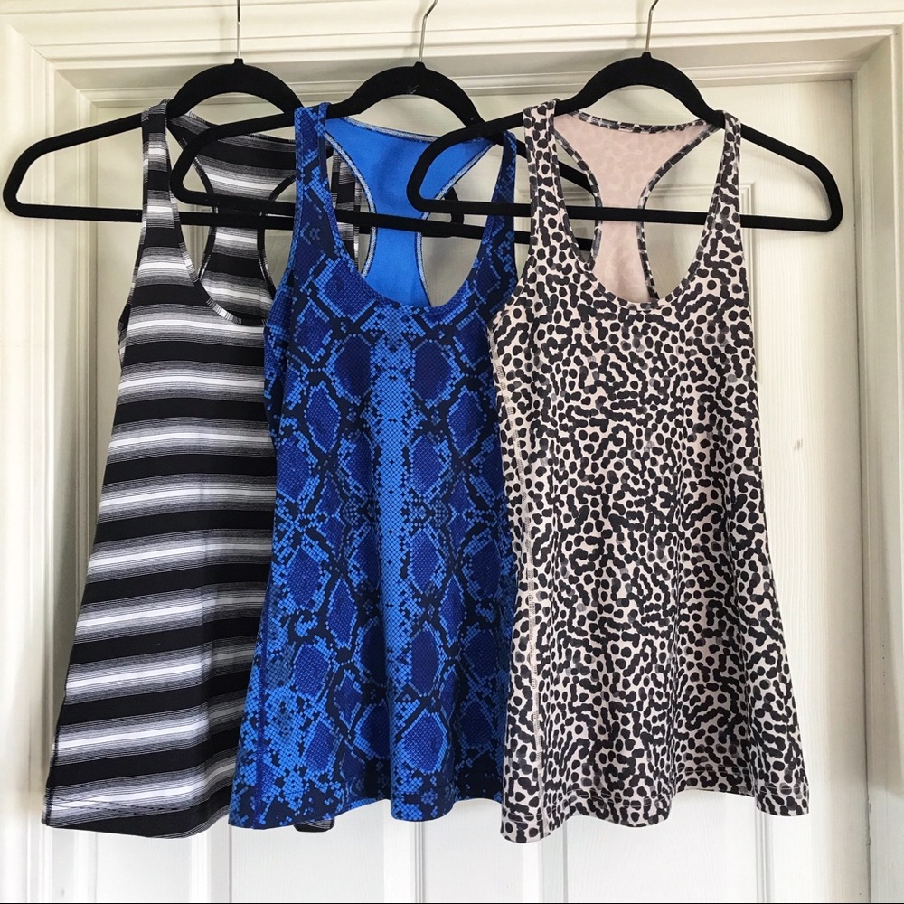 Bundle of 3 Lululemon racer tanks, size 4